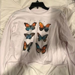 Butterfly Long Sleeve Crop Top